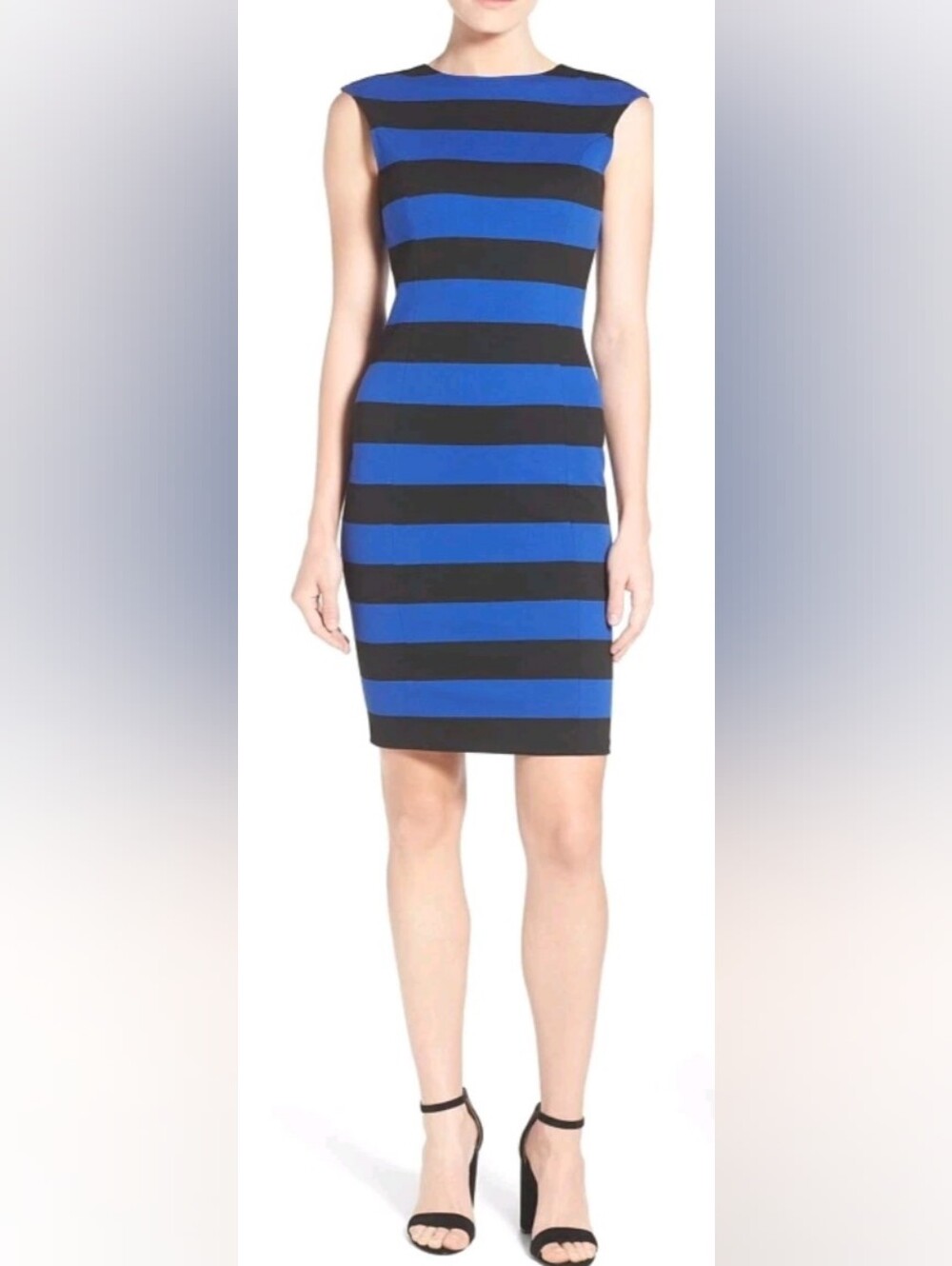 NWT Michael Kors Blue Black Stripe Scoop Back Dress XL - Perfect For Fall/Winter